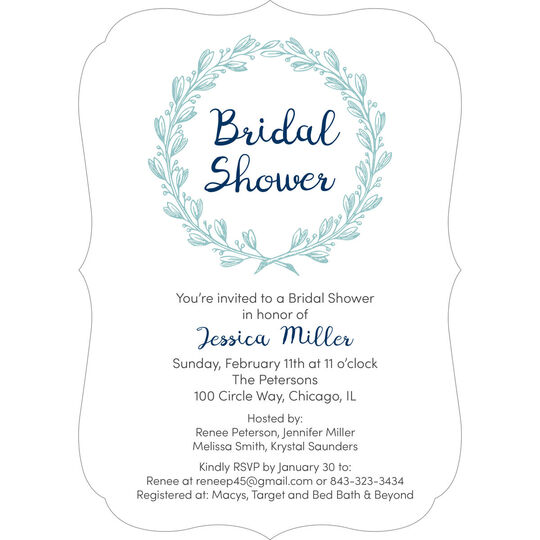 Lagoon Bridal Shower Wreath Invitations